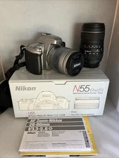 Nikon N55 35mm SLR Film Camera Outfit - Plus Quantaray 100-300mm And Tamrac Bag