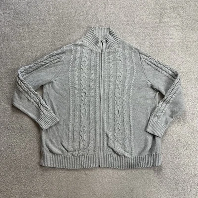 L.L. BEAN Damen Strickjacke Pullover 2XL Zopf Sweater Strickpullover 2616 Grau - Bild 1 von 4