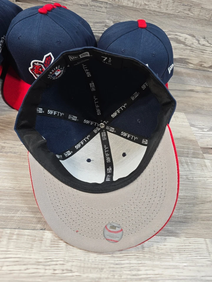 Cleveland Indians Cap Hat New Era Adult Mens Fitted Size 7 1/2 Chief Wahoo !New! - Image 2 of 2