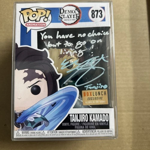 Tanjiro Kamado Demon Slayer Funko Pop! 873 Autographed Zach Aguilar JSA COA