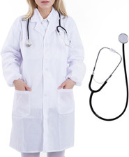 Scientist Doctor Costume with White Lab Coat Stethoscope for Adults Halloween