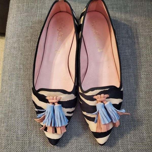 Women Pretty Ballerinas Heels Black Nubuck 36