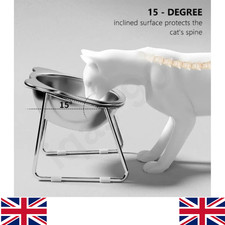 Raised Cat Bowl 15° Tilt 304 Stainless Steel Elevated Pet Food Dish Feeder Stand
