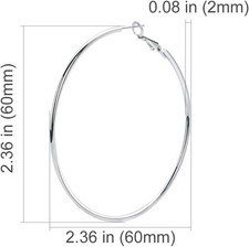 925 Sterling Silver Post Hoop Earrings,18K White Gold Plated Polished Rounded...