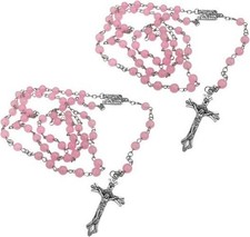 2PCS Car Rosary for Rearview Mirrors, Cross for Car Mirror Color: Pink/Style 5