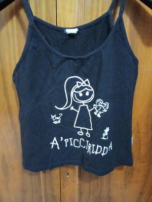 Schwarzes Tanktop ''A' Picciridda'' - Colori del Sole - sizilianischer Stil