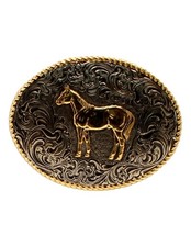 Crumrine Western Belt Buckle Standing Horse Silver Bronze C02112