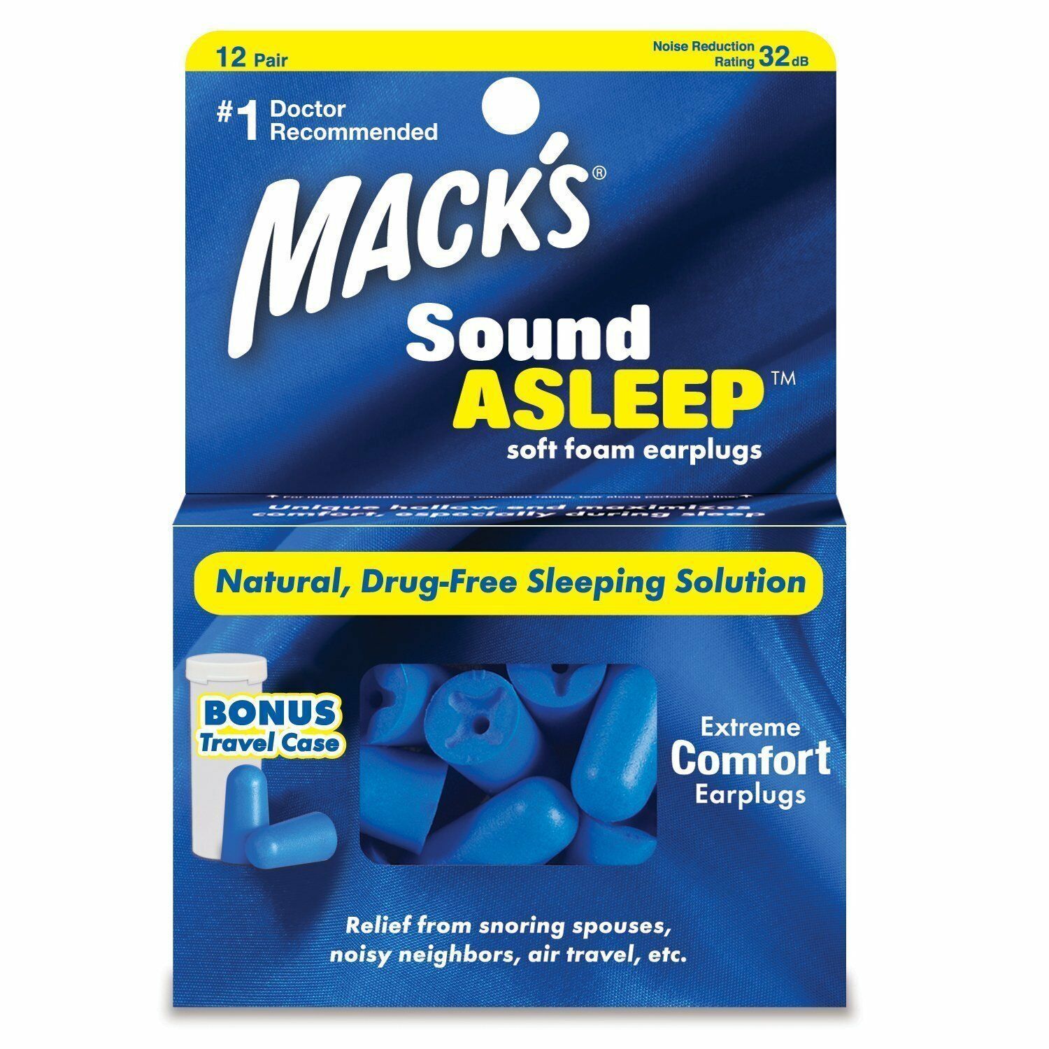 MACK'S® SoundAsleep Soft Foam Earplugs (12 Pairs)