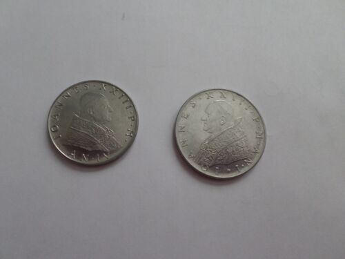 Beautiful AU/BU Vatican City Coins 1959 100 L 1962 50 L low mintage mirrorlike