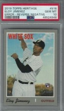 2019 TOPPS HERITAGE #516 ELOY JIMENEZ PSA 10 GEM MINT ERROR-REVERSE NEGATIVE RC