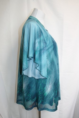 NWTS Timeson Green Swirl Print Blouse W Flutter Sleeves Size Large - Picture 2 of 4