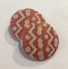 TWO FORTUNY BITTERSWEET & WARM WHITE WITH STRIPE "TAPA" CUSTOM COVERED BUTTONS A