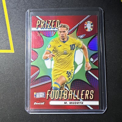 2023 Topps Finest Road To Euro Mykhailo Mudryk Red Prized Footballers /5 Ukraine