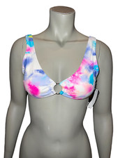 California Waves Multicolor Tie-Dyed Bikini Swim Top Medium NWT