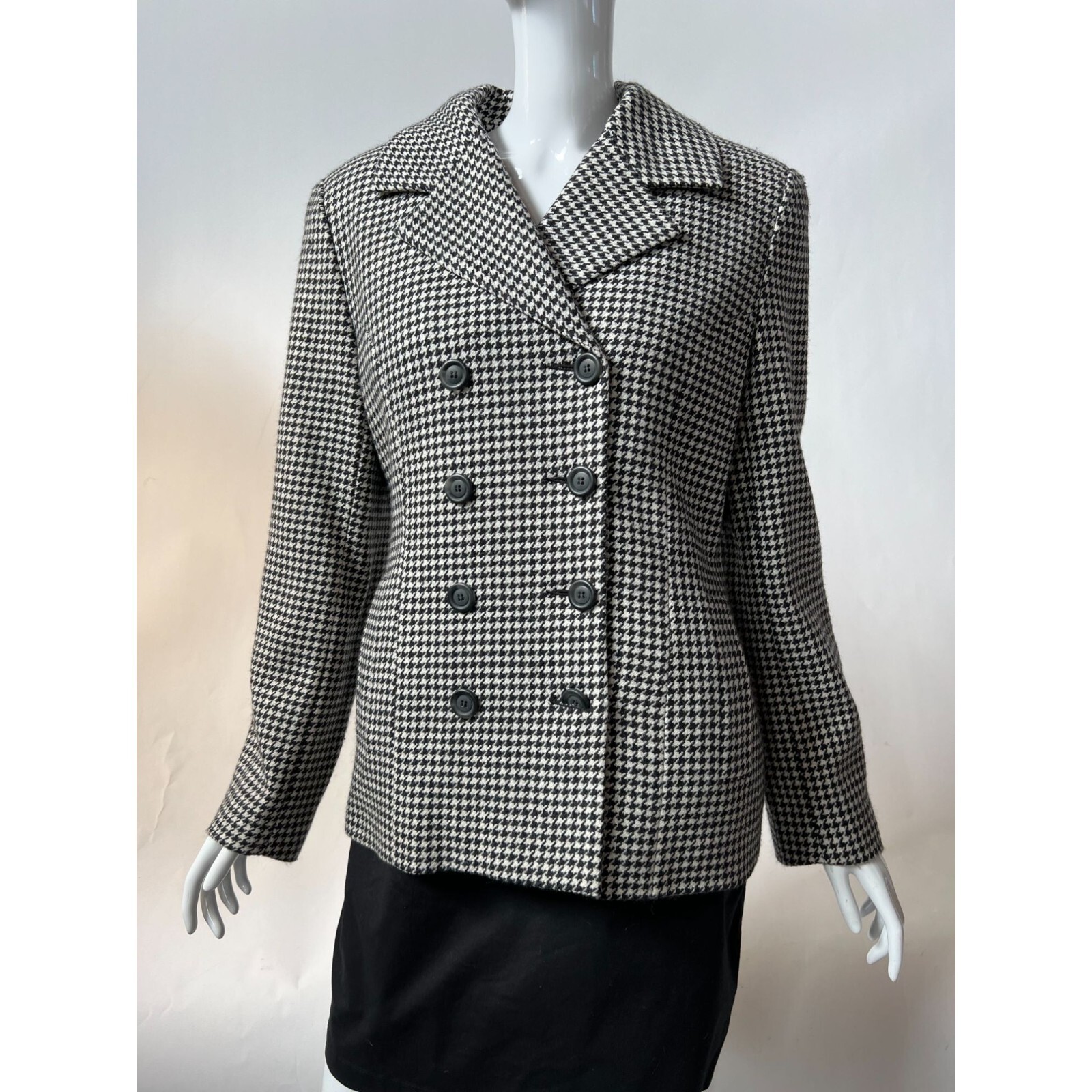 Express Double Breasted Houndstooth Jacket  8 Bla… - image 11