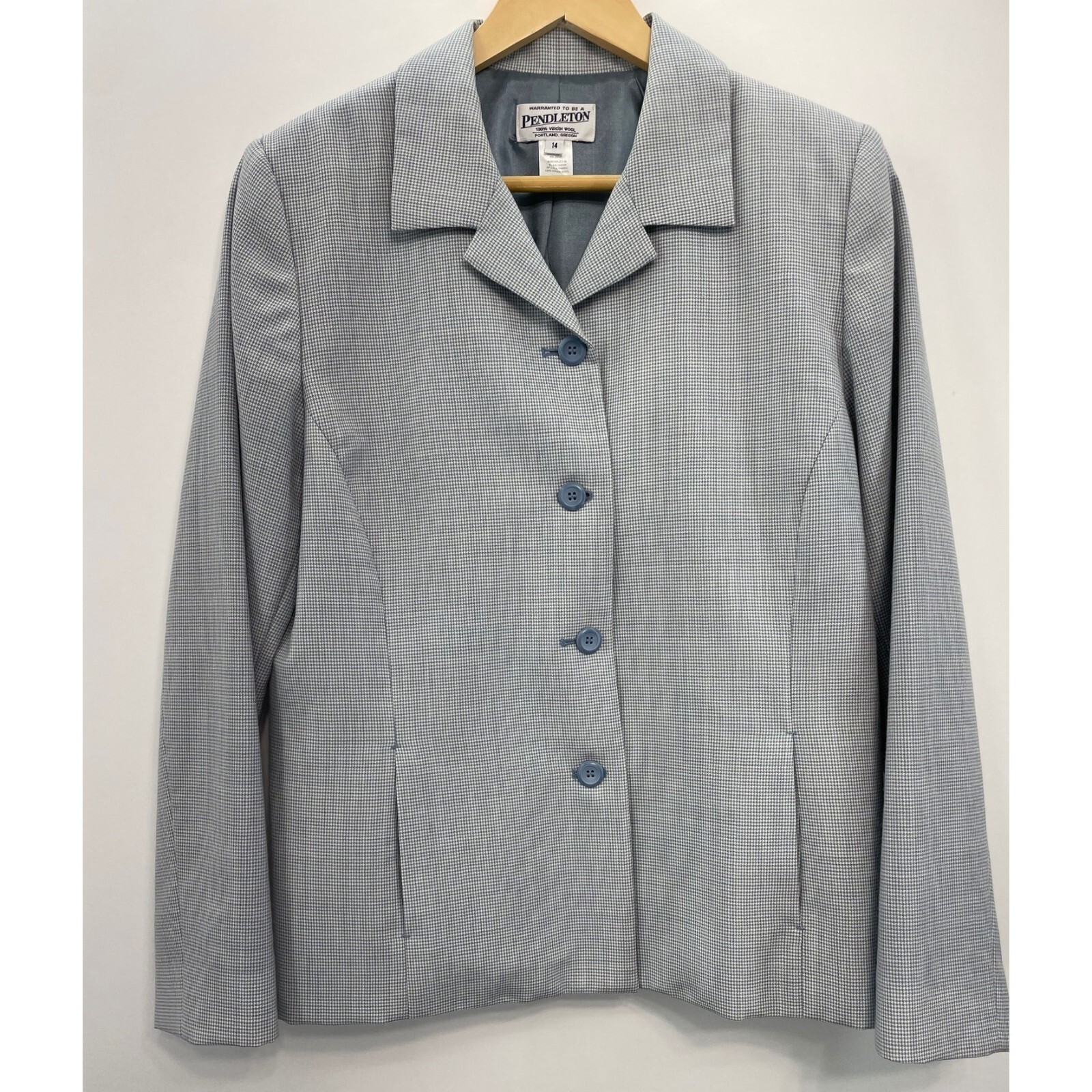 Pendleton Coat Jacket Blazer Wool Houndstooth Old… - image 1