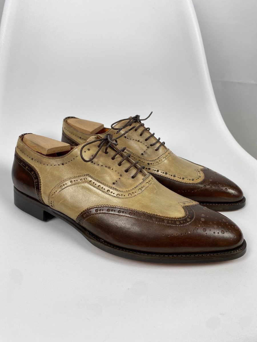 Santoni Hand Made Fatte A Mano Wingtip Leather Shoes EU7,5 | eBay