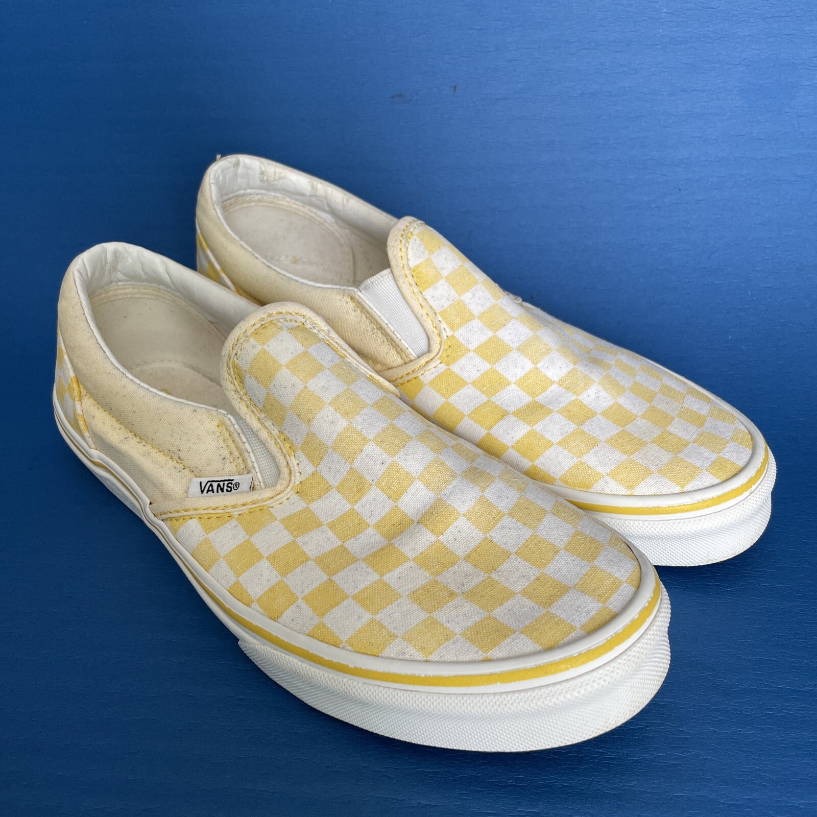 VANS Gold Yellow Checker Board Slip On Shoes Size U… Gem