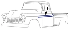 55-59 Chevy Truck Door Beltline Molding Weatherstrip Window Seal Kit