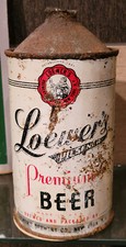1930S LOEWERS QUART CONE TOP BEER CAN IRTP LO...