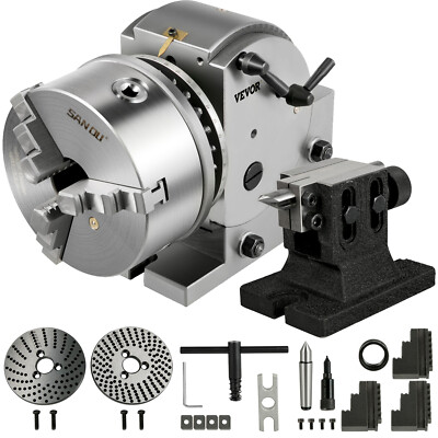 Indexing Dividing Head BS-1 6'' 3 Jaw Chuck & Tailstock for CNC Milling Machine