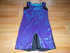 Size Small 6-6X Danskin Black Purple Turquoise Foil Dance Biketard Leotard Uni