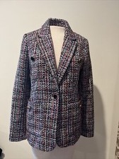 Halogen Multicolored Tweed Blazer Jacket Sz M Textured Boucle 6-8 One Button EUC