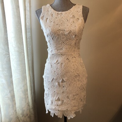 ASTR the Label White Floral Lace Applique Mini Dress Sz S | eBay ASTR the Label White Floral Lace Applique Mini Dress Sz S | eBay
