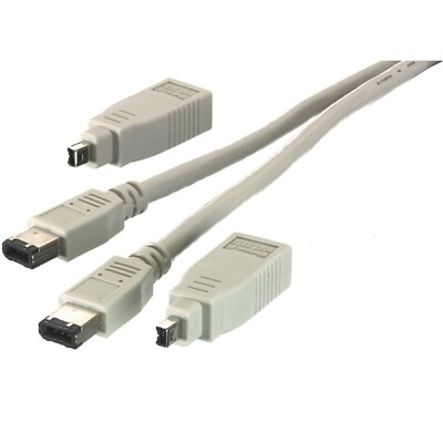 FireWire-Kabel Set Anschluss-Kabel IEEE1394 6-pol. 4-pol. für Camcorder mini-DV