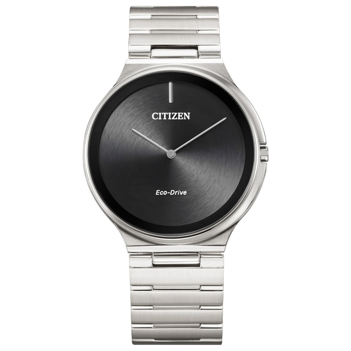 Citizen Stiletto Eco-Drive Men's Black Dial Silver Tone Watch 39MM