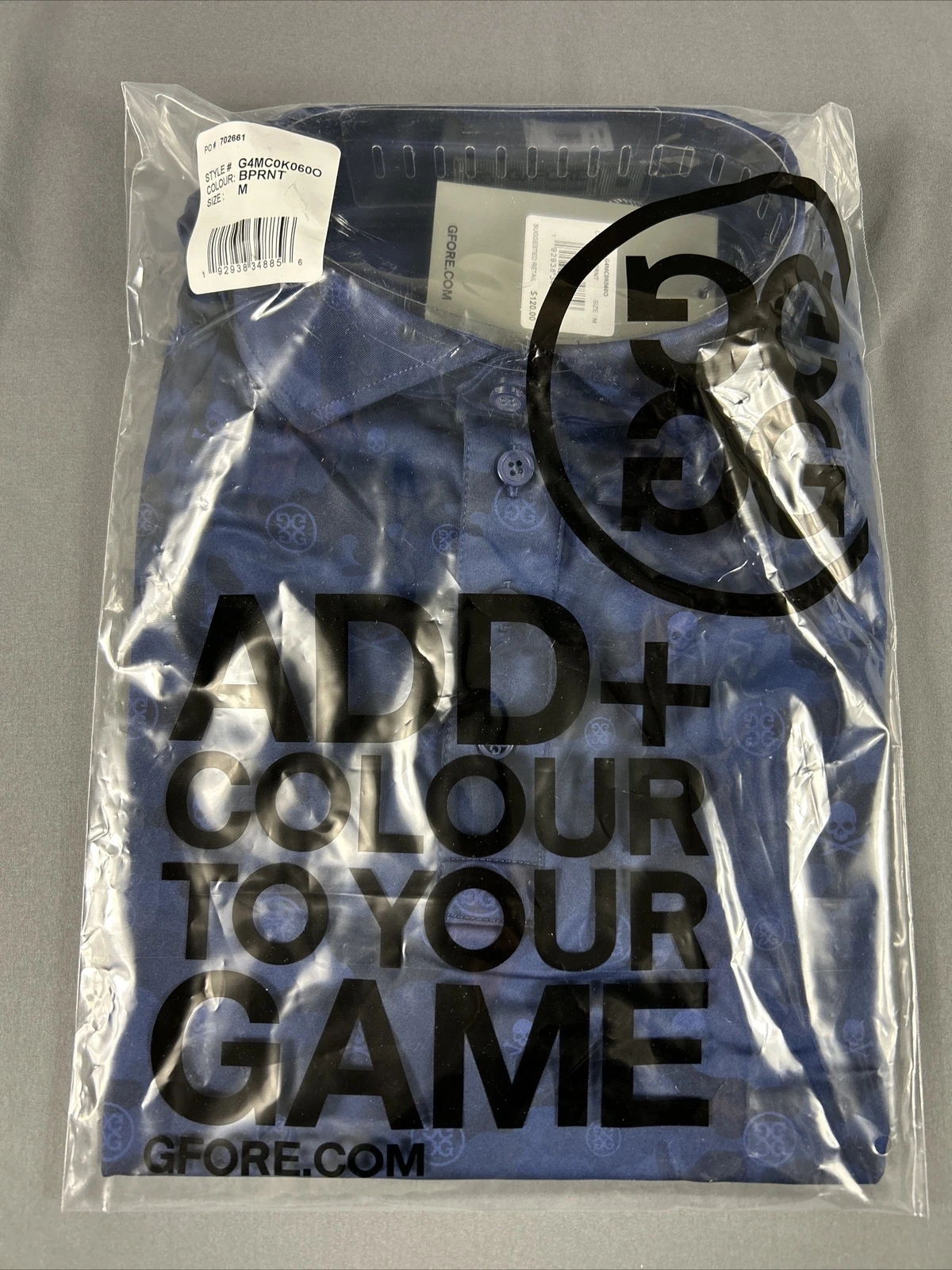 G/Fore G4 Golf Shirt Polo Icon Camo Tech Print Medium Blueprint Blue MSRP $120