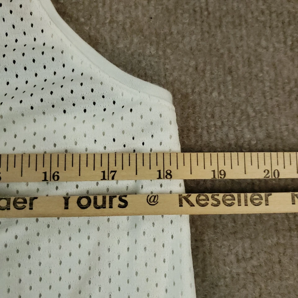 Camiseta sin mangas Adidas para mujer grande blanca elástica espalda deportiva correr yoga malla Foto 4 de 4