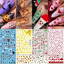 24 Sheet All Holidays Nail Art Stickers, Mixed Seasons Variety Pack for Hallowee
