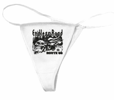 Damen String Tanga ENDLESS ROAD ROUTE 66 BIKERSHIRT MOTORRAD CHOPPER GOTHIC MOTO