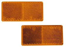 2 "MINI" Amber Rectangle Reflectors, Self Adhesive, Installs in secs
