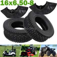 2x Tyre 16x6.50-8 & 2x Inner Tube Ride On Lawn Mower 4 Ply Grass Safe Turf Tread