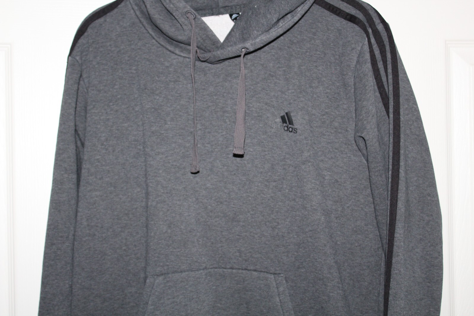Adidas Essentials Gray Black Pullover Hoodie Swea… - image 3