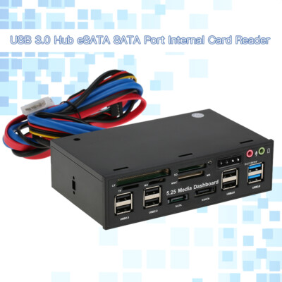 5.25 inch Multi-Function USB 3.0 Hub Front Panel Media Dashboard  eSATA O4J1