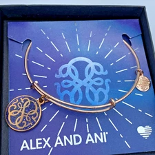 Alex And Ani Gold Tone Bracelet With Path Of Life Enamel Charm IOB