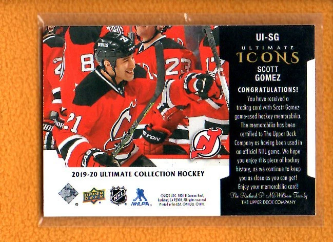 Scott Gomez 2019-20 Ultimate Icons Jersey #UI-SG  New Jersey Devils - Image 2 of 2