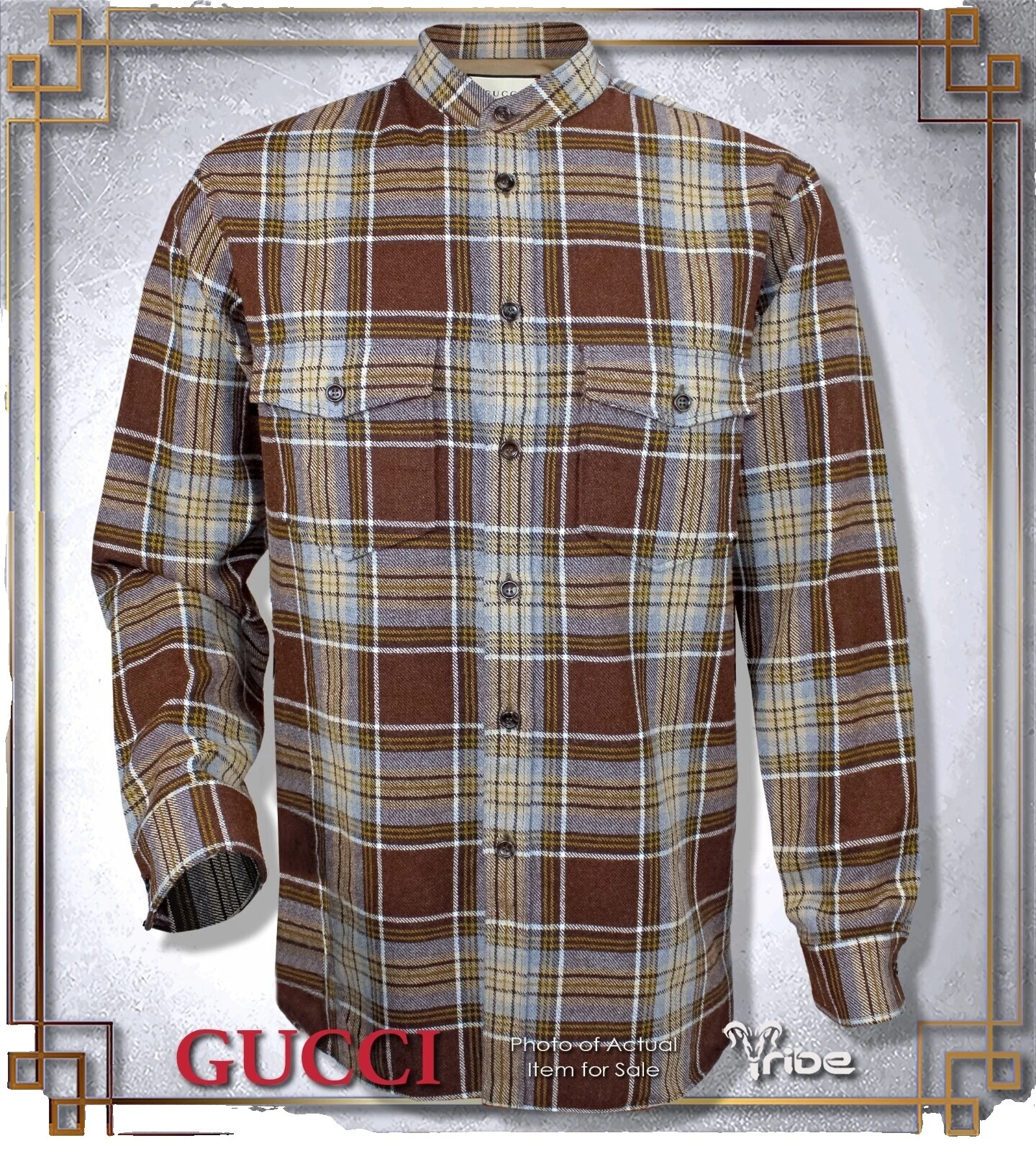 Gucci Cotton Long Sleeve Casual Button-Down Shirts for Men