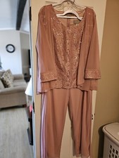 Mother Of Bride 3 Piece Rose Pantsuit Outfit for Wedding Size 16