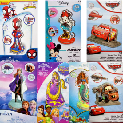 Disney  Puzzle 3D Figur zum Selberbasteln- 3D Model Minnie-Princess-Spidey- Cars
