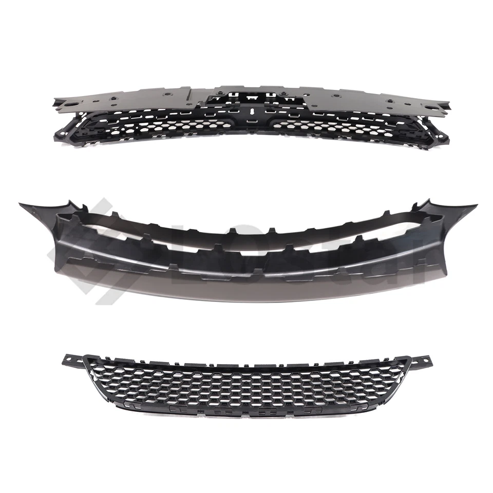 New 3PC Front Bumper Molding & Upper & Lower Grille Set For 2013-2016 Dodge Dart Foto 4 de 4