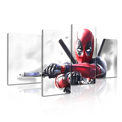 Deadpool Marvel 4 Stck. Split aufgespannte Leinwand Wanddekoration Kunst weitere Größen