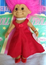 RUSS Troll Doll 7" Poseable TRACEY Red Velvet Dress - New on Card