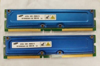 Samsung Memory Rambus RIMM 800-45 256mb/16 RAM MR16R082GAN1-CK8 Set Of 2