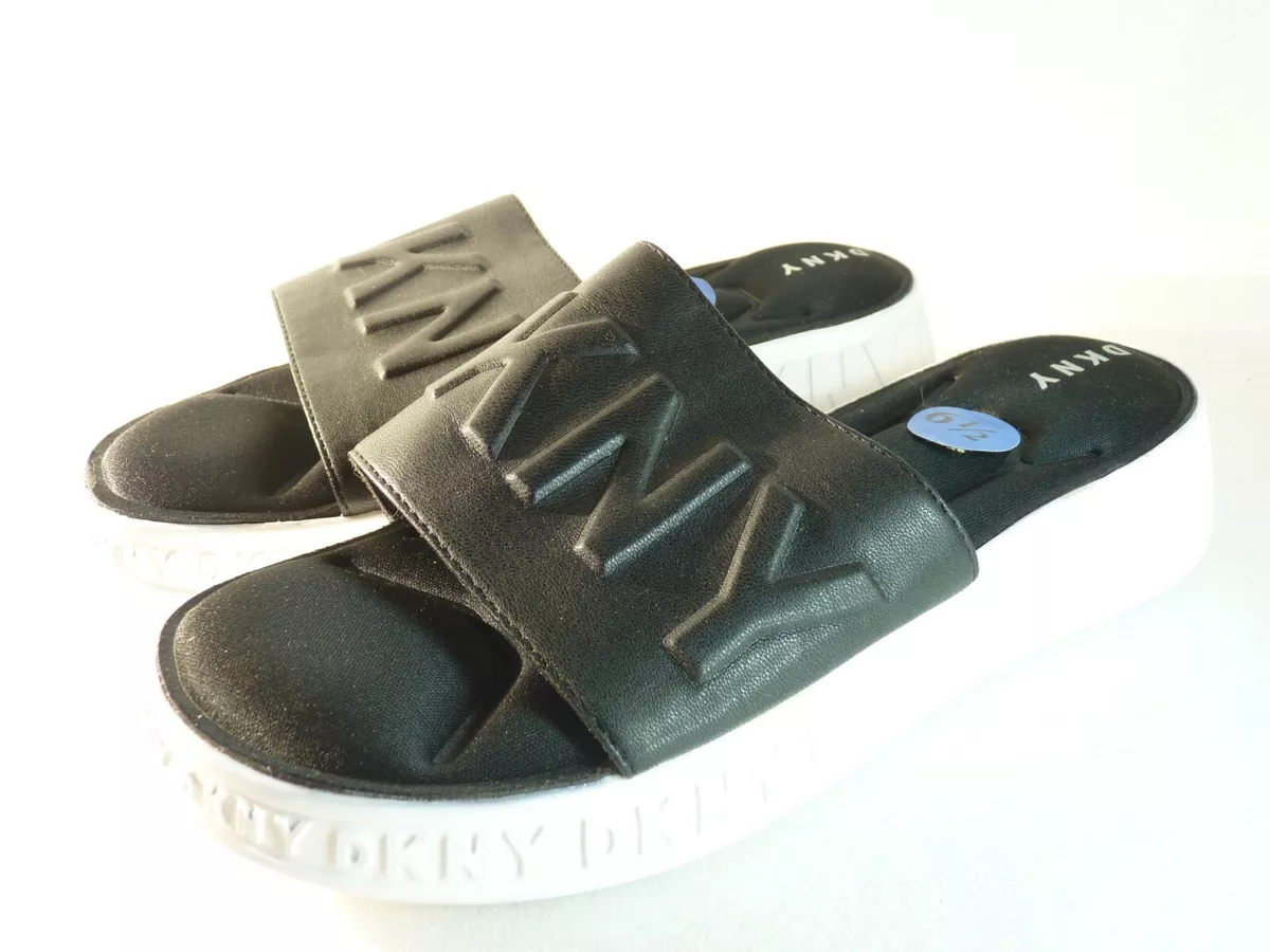 Dkny black shop wedge sandals