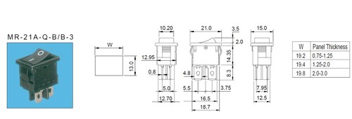 (10 PCS) SWITCH PWR ROCKER, 10A/125VAC, ON-OFF, DPST SOLTEAM MR-21-A-Q ...