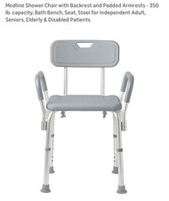 Medline Shower Chair with Backrest and Padded Armrests - 350 lb. capacity, Bath